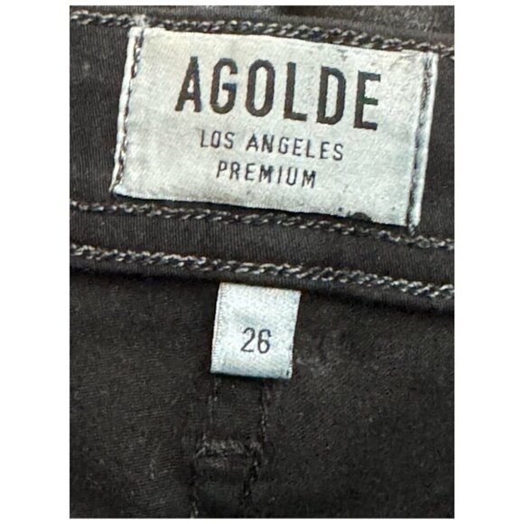 AGOLDE Roxanne Leatherette High Rise Skinny Jeans in Black Women's Sz 26 - Picture 3 of 15
